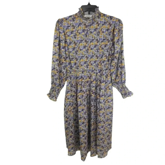 {AVANTLOOK} Printed High Collar Dress In Purple Multi - Picture 5 of 17